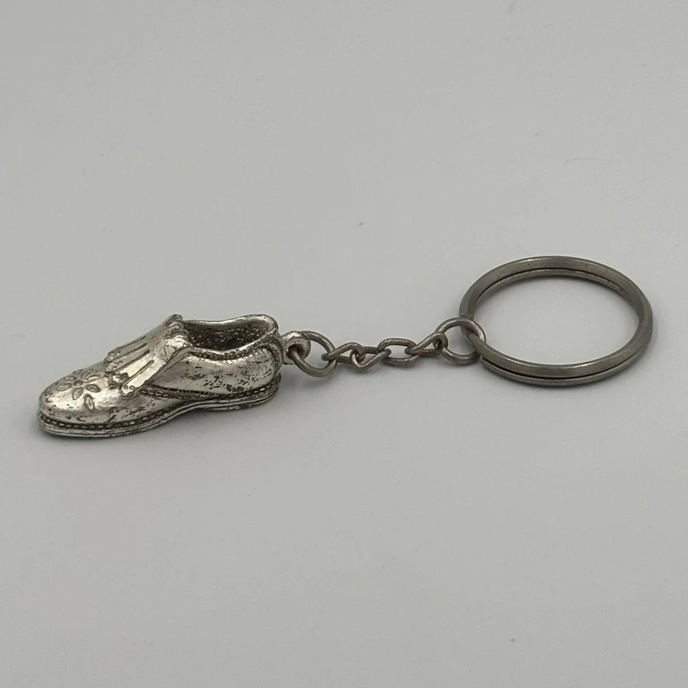 Vintage Battani Foot Joy Silver Shoe Keychain Charm‎ Silver Tone Shoe